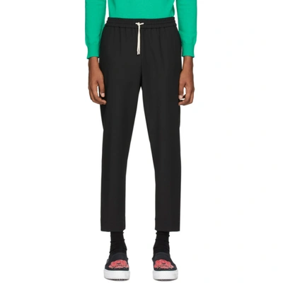 Kenzo Black Tapered Cropped Trousers In 99 Black
