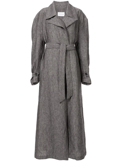 Strateas Carlucci Meta Textured Trench Coat In Grey
