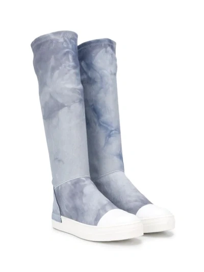 Cinzia Araia Teen Contrast Toe-cap Tie-dye Boots In Blue