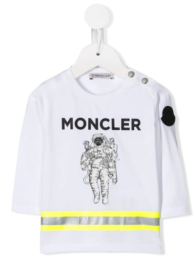 Moncler Babies' Spaceman Logo T-shirt In White