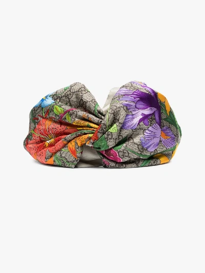 Gucci 'gg' Stirnband Mit "flora"-print In Purple