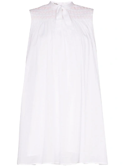 Miu Miu Kleid Mit Schleifenkragen In White