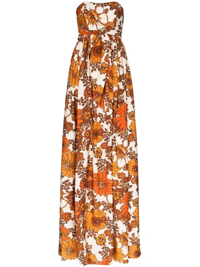 Dodo Bar Or Zaza Floral Print Maxi Dress In Brown,orange,white