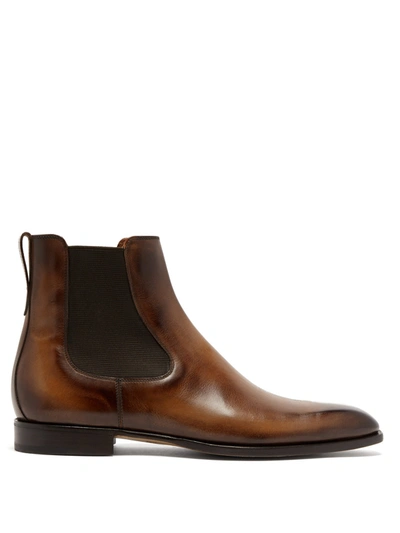 Berluti Blake Squared-toe Venezia-leather Chelsea Boots In Brown