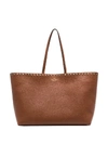 Valentino Garavani Valentino Brown Garavani Rockstud Leather Tote Bag