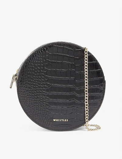 Whistles Brixton Circular Croc-embossed Leather Bag