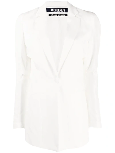 Jacquemus Back Pleat Canvas Blazer Jacket In White