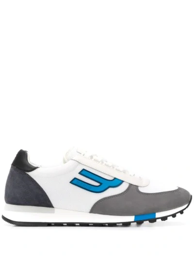 Bally Gavino Mixed-media Logo Trainers In White,blue,grey