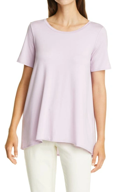Eileen Fisher Lyocell Interlock Short-sleeve Top In Wisteria