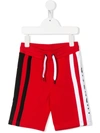 Givenchy Kids' Boy's Colorblock Logo Shorts In Red