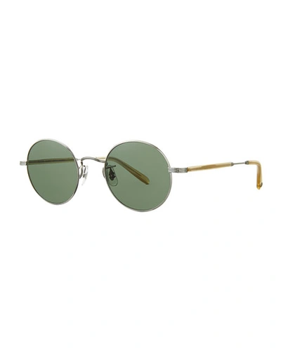 Garrett Leight Men's Lovers 46 Round Sunglasses In Silver