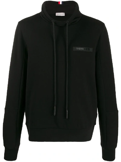Moncler Brand-patch Cotton-jersey Drawstring Hoody In Black