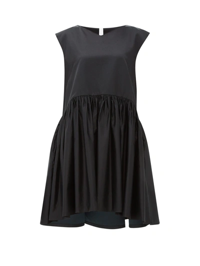 Merlette Capped-sleeve Cotton And Silk-blend Mini Dress In Black