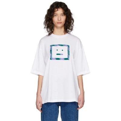 Acne Studios Erian Face-embroidered Cotton-jersey T-shirt In Optic White