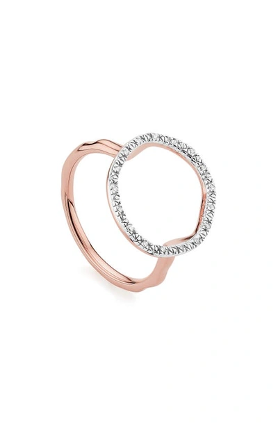 Monica Vinader Rose Gold Plated Vermeil Silver Riva Circle Diamond Ring