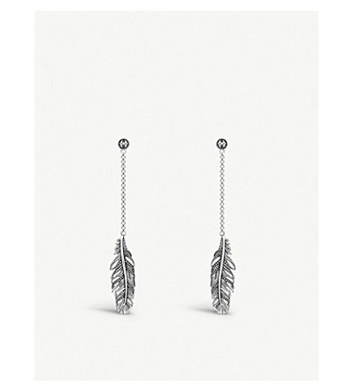 Thomas Sabo Falcon Feather Sterling-silver Drop Earrings In Silver-coloured