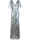 Marchesa Notte Bridesmaid Floral-printed Sequin Gown In Blue