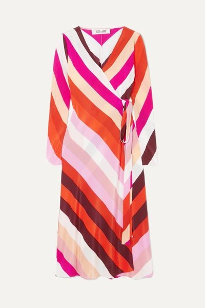Diane Von Furstenberg Tilly Paneled Floral-print Silk Crepe De Chine Midi Wrap Dress In Pink