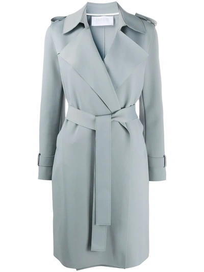 Harris Wharf London Belted Soft Trenchcoat In Blue