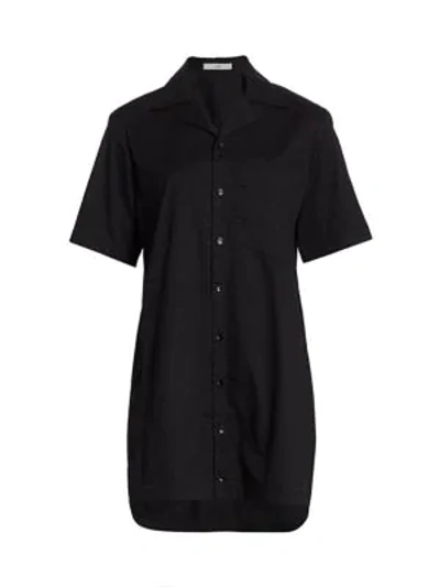 Tibi Dominic Pleated Stretch-cotton Twill Mini Dress In Black