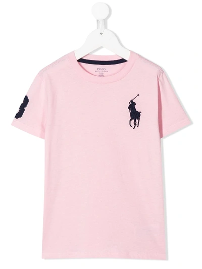 Ralph Lauren Teen Embroidered Logo T-shirt In Pink