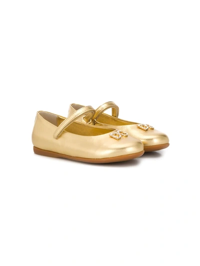 Dolce & Gabbana Kids' Mary Jane Ballerina Shoes In Gold