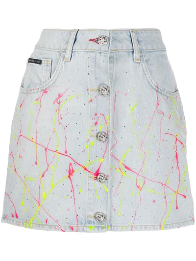 Philipp Plein Hot N' Cold Denim Skirt In Blue
