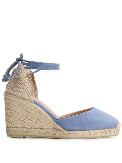 Castaã±er Light Blue Carina Canvas Espadrillas Wedges In Light Blue,beige