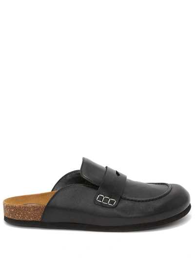Jw Anderson Leather Penny Loafer Mules In Black