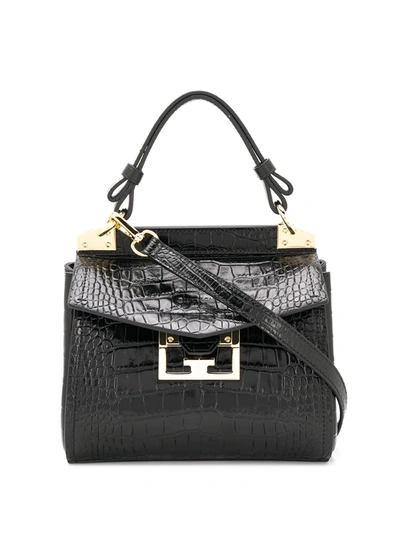 Givenchy Mini Mystic Croc Embossed Leather Satchel In Grey