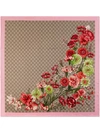 Gucci Gg Bouquets Print Silk Scarf In Pink Silk