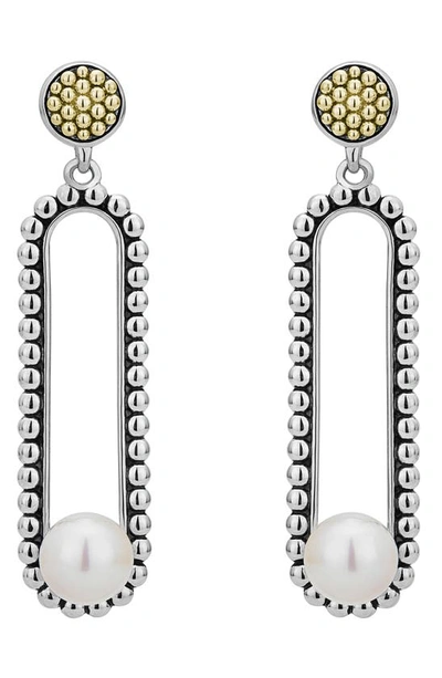 Lagos 18k Yellow Gold & Sterling Silver Luna Cultured Freshwater Pearl Drop Earrings In Multi/silver