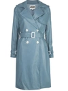 Apparis Lucia Faux Leather Trench Coat In Sky Blue