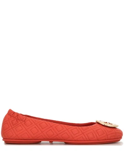 Tory Burch Women's Minnie Quilted Leather Travel Ballet Flats In Orange