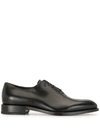 Ferragamo Men's Angiolo Tramezza Whole-cut Leather Lace-up Shoes In Black