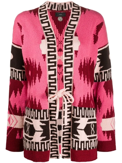 Alanui Icon Cardigan In Rose-pink Cotton In Fuxia