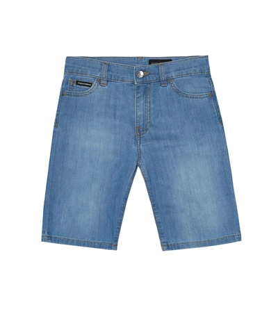 Dolce & Gabbana Kids' Stretch-denim Shorts In Blue