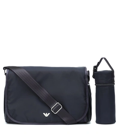 Emporio Armani Babies' Changing Bag With Mat And Pouch In Blue