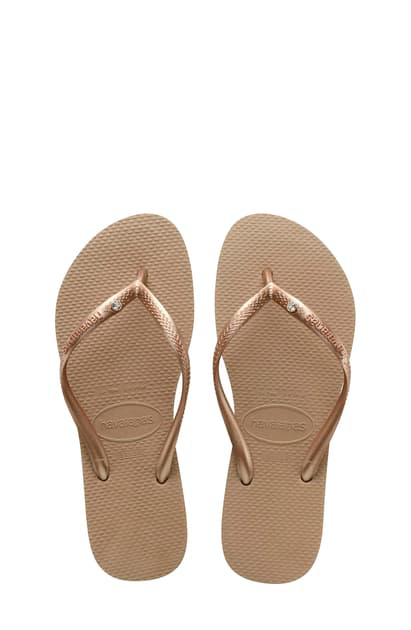 gold havaianas with crystals