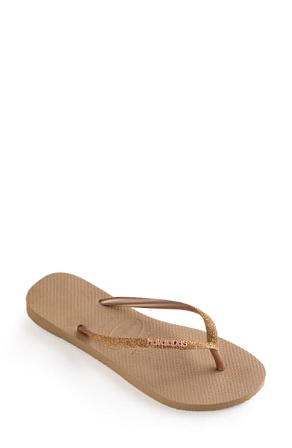 havaianas slim flip flops rose gold