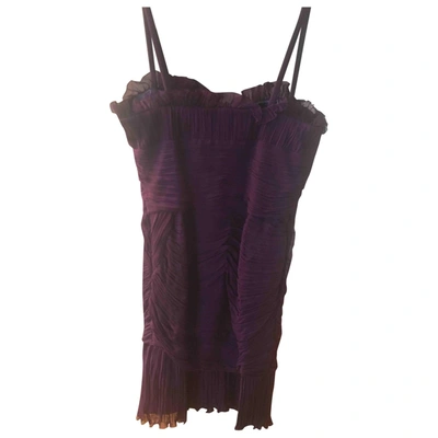 Pre-owned Luisa Beccaria Burgundy Silk Dress