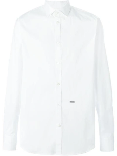 Dsquared2 Band Collar Cotton Casual Button-down Shirt In White