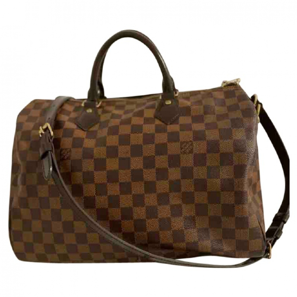 Pre-Owned Louis Vuitton Speedy BandouliÈre Brown Cloth Handbag | ModeSens