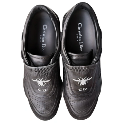 Pre-owned Dior D-fence Leather Trainers In Black