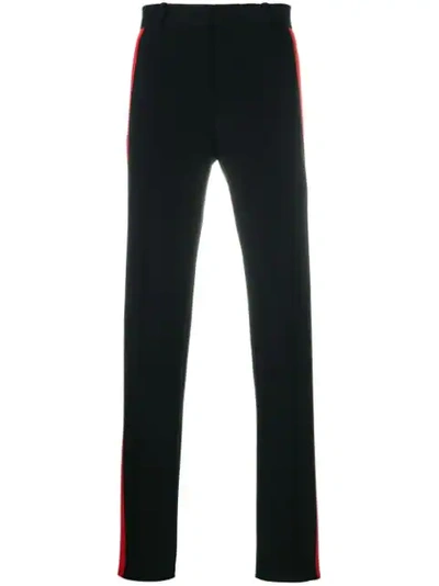 Alexander Mcqueen Side-stripe Straight Trousers In Black