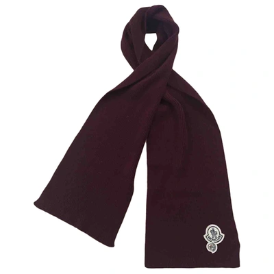 Pre-owned Moncler Wool Scarf & Pocket Square In Burgundy