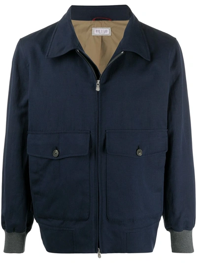 Brunello Cucinelli Flap-pocket Light Jacket In Blue