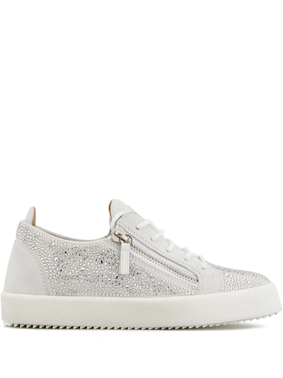 Giuseppe Zanotti Crystal-embellished Sneakers In White