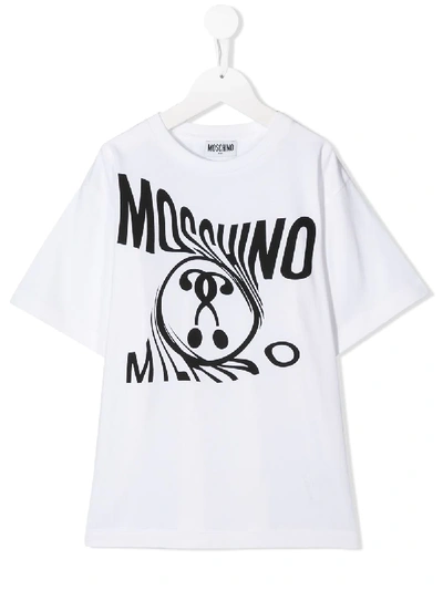 Moschino Teen Swirl Logo Printed T-shirt In White