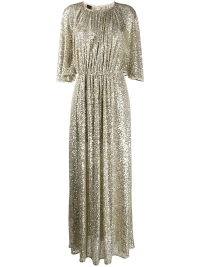 Pinko Sequin Embroidered Dress In Gold
